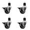 Service Caster 3'' Black Poly Swivel 1-7/8'' Expanding Stem Caster Set with Brake, 4PK SCC-EX20S314-PPUB-BLK-PLB-178-4 - alternate 1